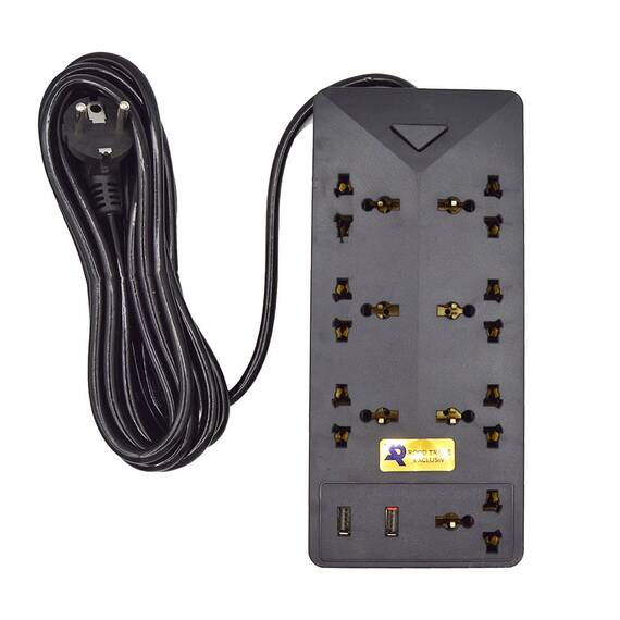 Prelungitor universal cu 7 prize si 2 USB, 3m - - Roveli