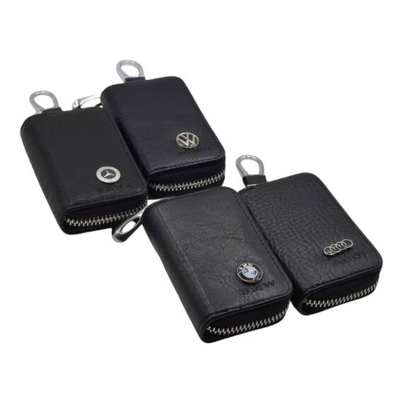 Set portofel cu sigla auto, husa chei, maro/negru, cutie cadou - 15- Roveli