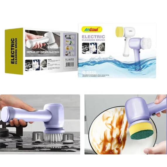 Perie electrica pentru curatare, 4 capete, USB, 1200mAh - 3- Roveli