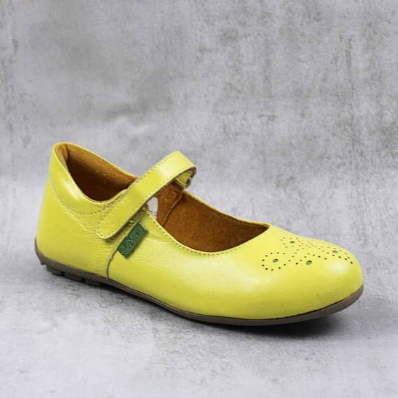 Balerini usori , de copii  , din piele naturala 1862-MUSTAR7, Culoare (12): Galben, Marime (12): 32 - - Roveli