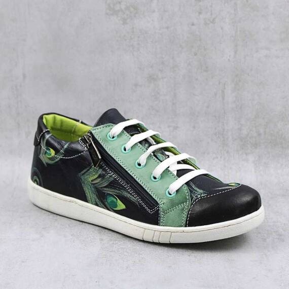 ​Pantofi casual de dama , din piele naturala  , cu talpa cusuta 1864-NEGRU/P, Culoare (12): Verde, Marime (12): 39** - - Roveli