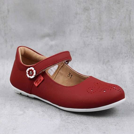 Balerini usori , de copii  , din piele naturala 1862-ROSU/ALB, Culoare (12): Alb, Rosu, Marime (12): 30 - - Roveli