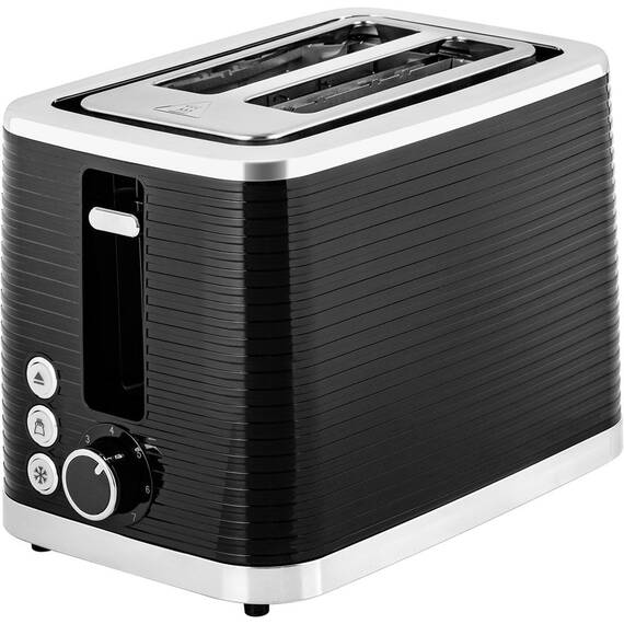 Prajitor de paine ECG ST 2750 Stripe, 930 W, 2 felii, 7 niveluri de rumenire, elemente din otel inoxidabil, negru - - Roveli