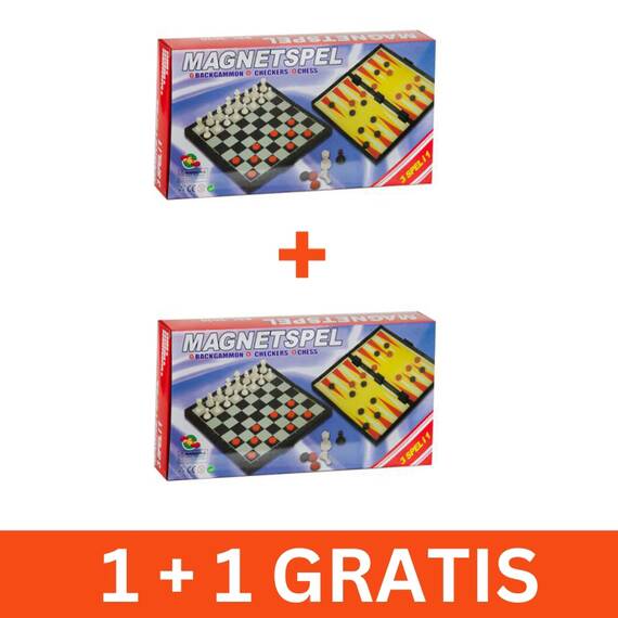Set placa magnetica de joc Sah/Dame/Table, 1 + 1 gratis - - Roveli