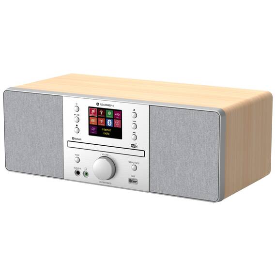 Internet radio GoGEN IR 267 BTDAB, 2x10W, DAB+/FM, CD, LCD, Bluetooth, Spotify Connect, argintiu/maro - - Roveli