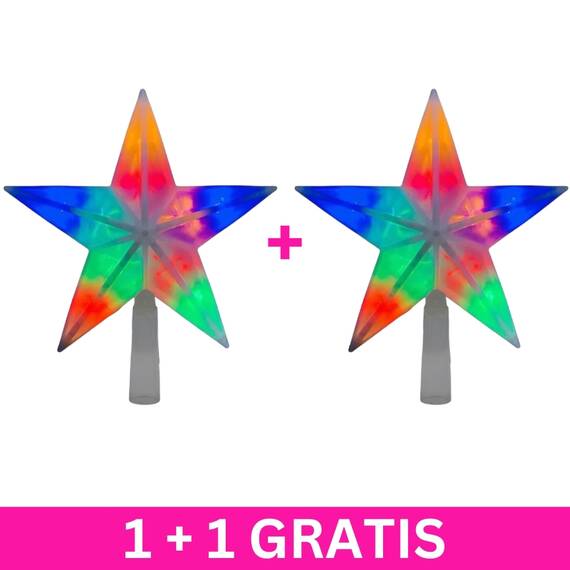 Varf pentru brad tip stea ZH262 LED, multicolor, 220V, 1+1 gratis - - Roveli