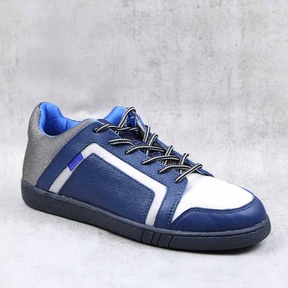 Sneakers dama , din piele naturala , cu insertii argintii 7013-ALBASTRU/GRI, Marime (12): 38** - - Roveli