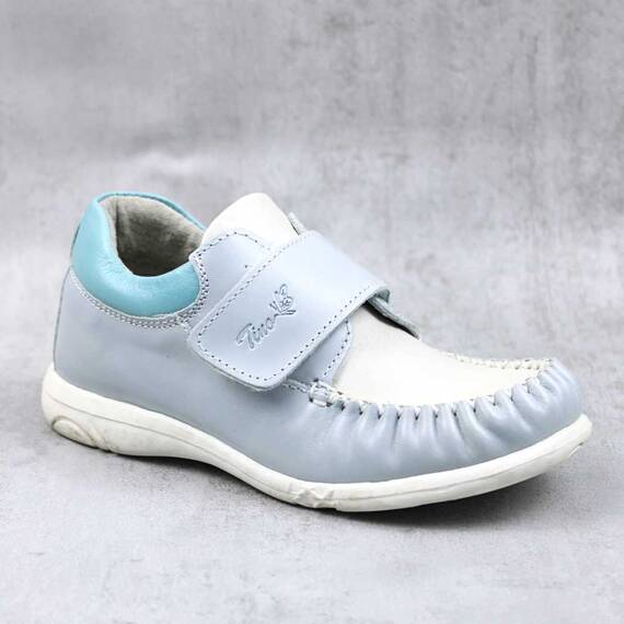 Pantofi usori pentru copii , din piele naturala 369-BLEU/ALB, Culoare (12): Bleu, Marime (12): 26 - - Roveli