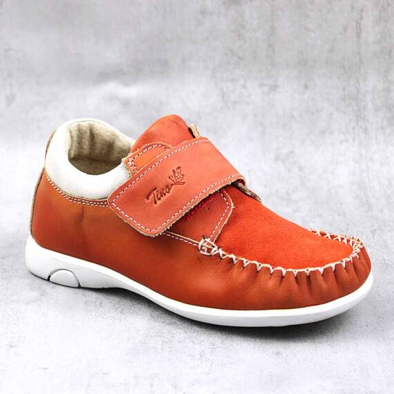 Pantofi usori pentru copii , din piele naturala 369-PORTOCALIU, Culoare (12): Alb, Portocaliu, Marime (12): 24 - - Roveli