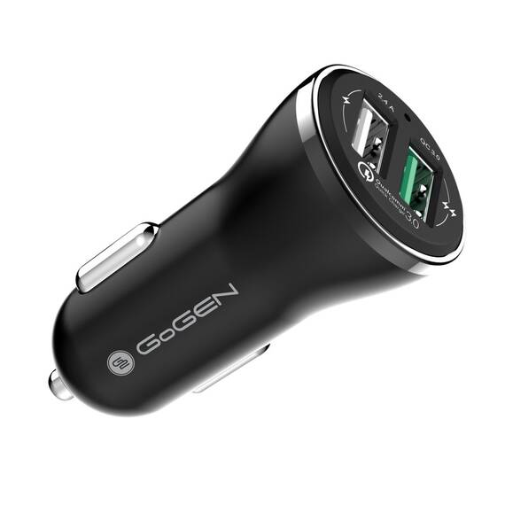 Adaptor incarcare priza auto GoGEN CHQ 27, 2x USB, 2.4A cu functie de incarcare rapida QC 3.0, 18W, negru - - Roveli