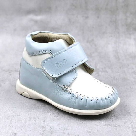 Ghete usoare pentru copii , din piele naturala  2907-BLEU/ALB, Culoare (12): Alb, Bleu, Marime (12): 21 - - Roveli