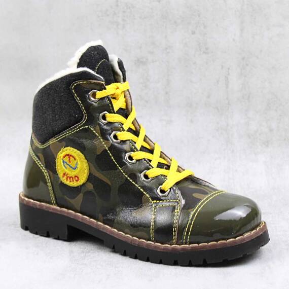 Bocanci imblaniti , pentru copii , cu varf lacuit , din piele naturala  3174-NEGRU1, Culoare (12): Kaki, Marime (12): 32 - - Roveli