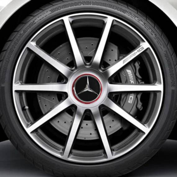 Set 4 Capace jante cu sigla Mercedes Benz, AMG, 75mm - 14- Roveli
