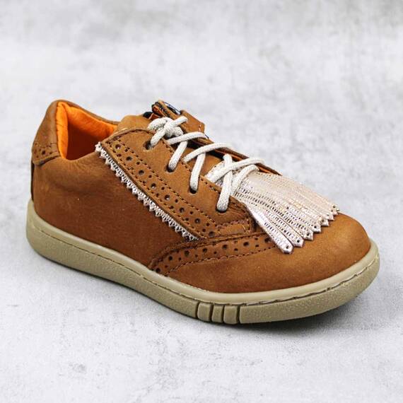 ​Pantofi sport pentru copii , din piele naturala , cu franjuri 3211-MARO, Marime (12): 24 - - Roveli