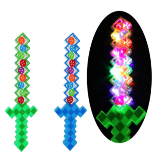Jucarie Sabie minecraft cu iluminare Led si sunete, 46cm - - Roveli