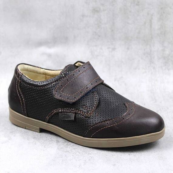 Pantofi stil Oxford , pentru copii , din piele naturala 3228-MARO, Culoare (12): Maro, Marime (12): 30 - - Roveli