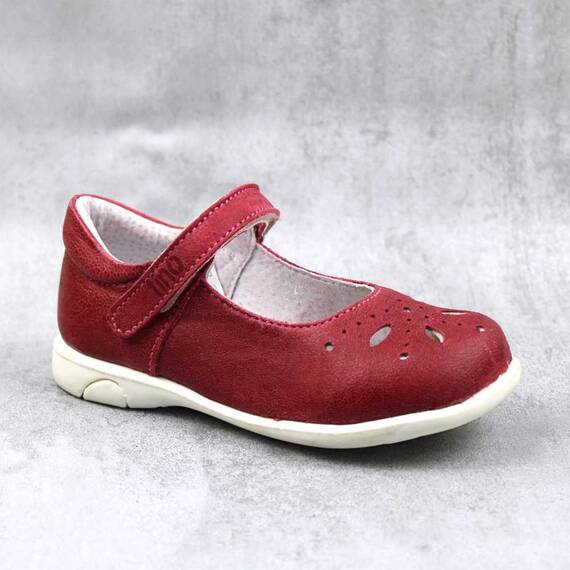 Pantofi usori , de copii , cu perforatii , din piele naturala 7186-ROSU/ROSU, Marime (12): 27 - - Roveli