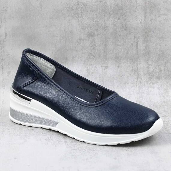 ​Mocasini de dama , practici si usori , din piele naturala  AW175-NAVY, Culoare (12): Bleumarin, Marime (12): 40 - - Roveli