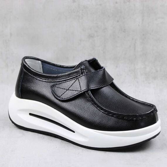 Pantofi de dama , cu platforma , din piele naturala  WKS01-BLACK, Culoare (12): Negru, Marime (12): 37 - - Roveli