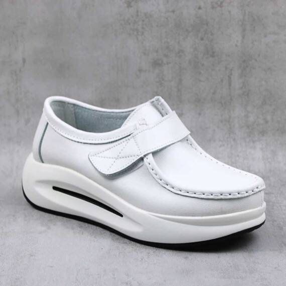 ​Pantofi de dama , cu platforma , din piele naturala  WKS01-WHITE, Culoare (12): Alb, Marime (12): 36 - - Roveli