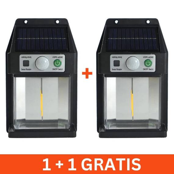 Lampa solara perete, 1 LED, senzor miscare, 40W, 1+1 gratis - - Roveli