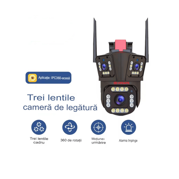 Camera de Supraveghere Tripla, 12MP, 6K, wifi, zoom x10 - 8- Roveli