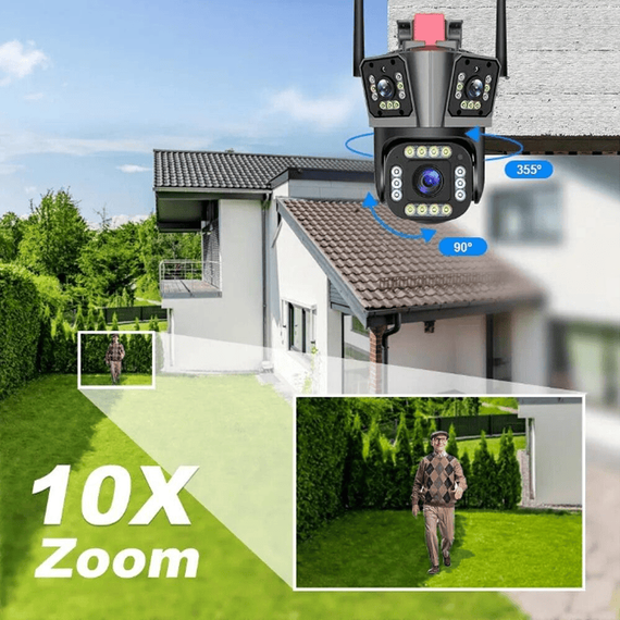 Camera de Supraveghere Tripla, 12MP, 6K, wifi, zoom x10 - 10- Roveli