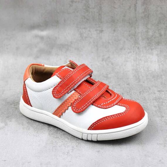 Pantofi sport , pentru copii , din piele naturala  1839-ROSU/ALB/P, Culoare (12): Portocaliu, Marime (12): 26 - - Roveli