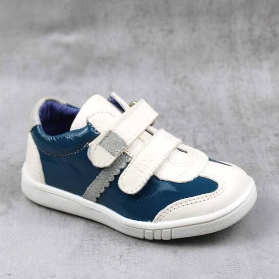Pantofi sport , pentru copii , din piele naturala , lacuita 1839-BLEU/ALB/L, Culoare (12): Bleu, Marime (12): 28 - - Roveli