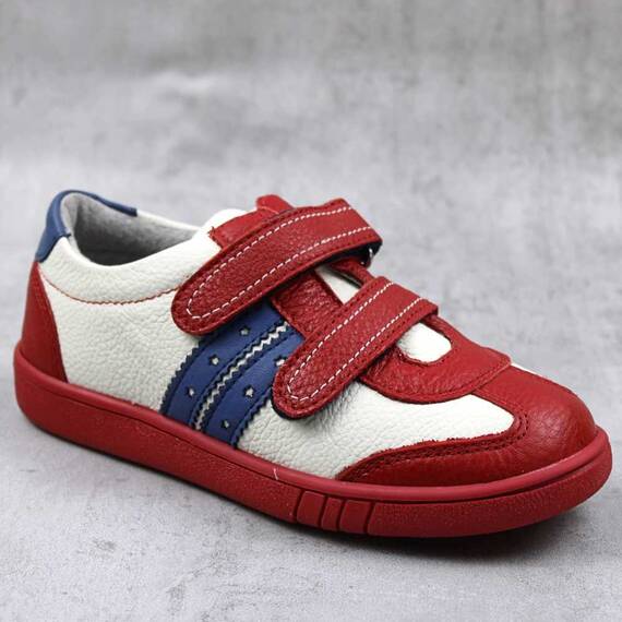 Pantofi sport pentru copii , din piele naturala 3229-ROSU/ALB/A, Culoare (12): Alb, Albastru, Rosu, Marime (12): 28 - - Roveli