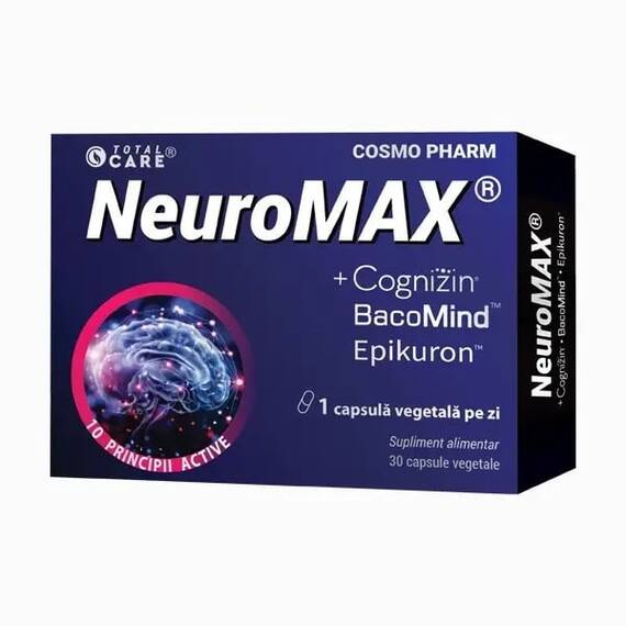 Neuromax Cognizin BacoMind Memorare, Concentrare, Performanta Cerebrala 30 capsule CosmoPharm - - Roveli