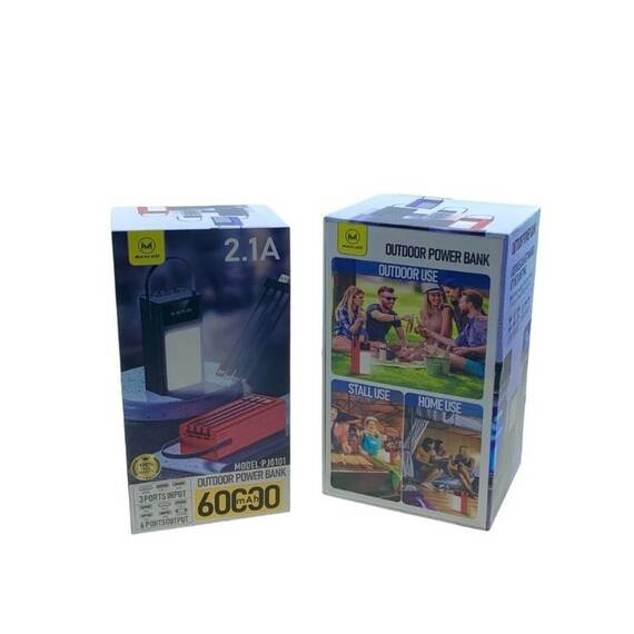 Baterie externa, Power bank USB-A, Micro-USB, Lightning si Type-C cu display LED, Maxcell : Culoare - negru, Marime - 60000 mAh - 7- Roveli