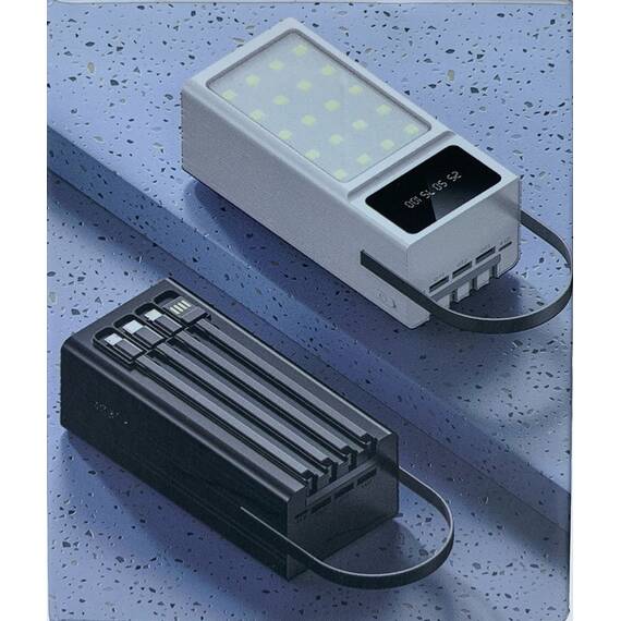 Baterie externa, Power bank USB-A, Micro-USB, Lightning si Type-C cu display LED, Maxcell : Culoare - negru, Marime - 60000 mAh - 6- Roveli