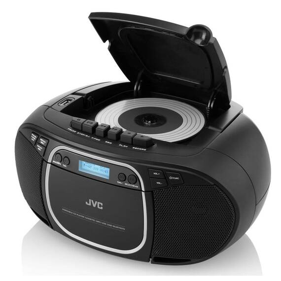 Radiocasetofon cu player CD JVC RC-E561B-DAB, 2 x 1.5 W RMS, Bluetooth/USB/MP3, AUX IN, DAB+/Tuner FM, negru - - Roveli