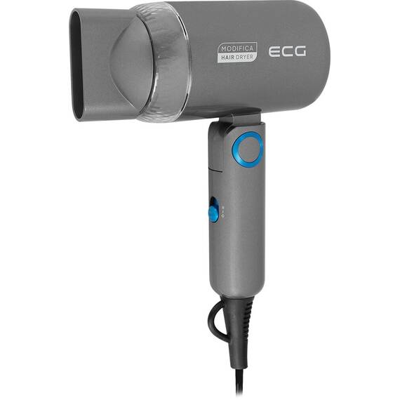 Uscator de par pentru voiaj ECG Grigio Piccolo, 1200 W, 2 viteze, 2 niveluri de temperatura, maner pliabil, gri - - Roveli