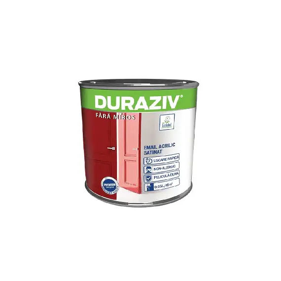 Set 6 buc Email acrilic satinat Duraziv fara miros,  2,5L ALB - - Roveli