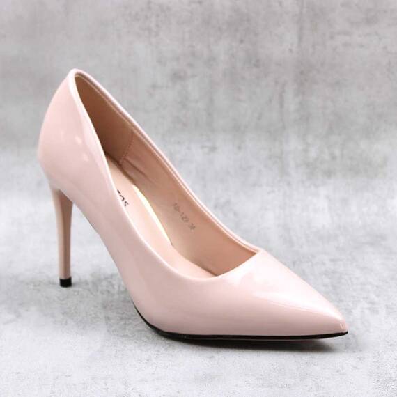 ​Pantofi eleganti  , de dama , stiletto , lacuiti  BO129-BEIGE, Culoare (12): Bej, Marime (12): 36 - - Roveli