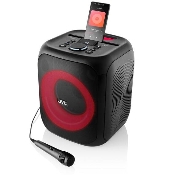 Boxa portabila JVC XS-EP314B, 60W, LED, Bluetooth, Karaoke, AUX, intrare USB, TWS, Microfon, Negru - - Roveli
