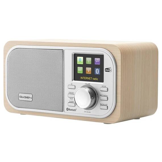 Internet radio GoGEN IR 237 BTDAB, 4 W, DAB+/FM, Bluetooth, USB, LCD color, ceas cu alarma, argintiu/maro - - Roveli