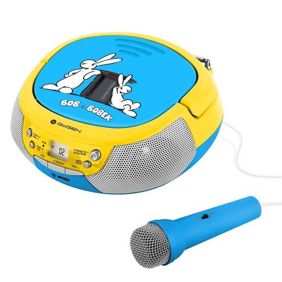 Radio CD pentru copii GoGEN BOB AND BOBEK, 2 x 0,8 W, Bluetooth, karaoke, microfon, MP 3, USB, AUX in, albastru - - Roveli