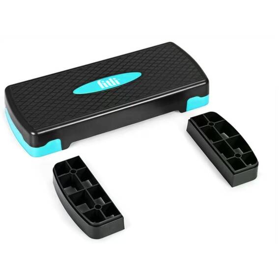 Stepper 68x28 cm, pentru fitness, aerobic si cardio, 2 niveluri de inaltime, Negru-Turcoaz - 13- Roveli