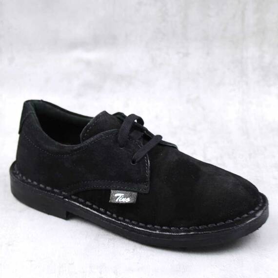Pantofi unisex , pentru copii , din piele naturala  , intoarsa 853-NEGRU/7, Culoare (12): Negru, Marime (12): 30 - - Roveli