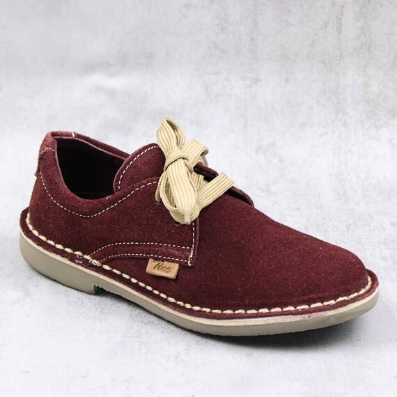 Pantofi unisex , pentru copii , din piele naturala , intoarsa 853-BORDO/R, Culoare (12): Bordo, Marime (12): 32 - - Roveli