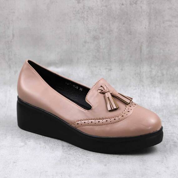 ​Pantofi de dama , cu platforma , usori si comozi , decorati cu ciucuri  LDY-W36-NUDE, Marime (12): 37** - - Roveli