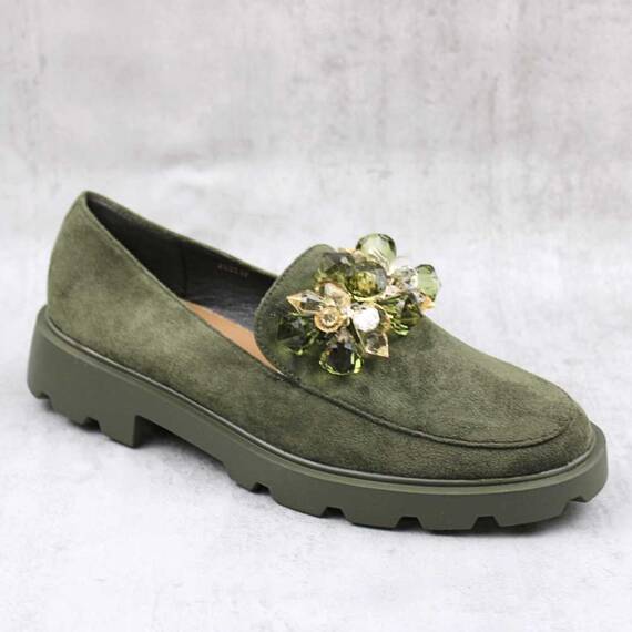 ​Mocasini  casual ,de dama , cu talpa groasa , accesorizati SS-JH321-GREEN, Culoare (12): Verde, Marime (12): 39** - - Roveli