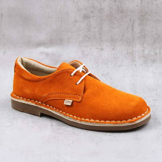Pantofi unisex , pentru copii , din piele naturala , intoarsa  853-PORTOCALIU/P, Culoare (12): Portocaliu, Marime (12): 33 - - Roveli