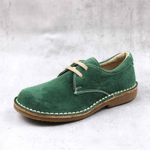 Pantofi unisex , pentru copii , din piele naturala , intoarsa  853-VERDE/5, Culoare (12): Verde, Marime (12): 33 - - Roveli