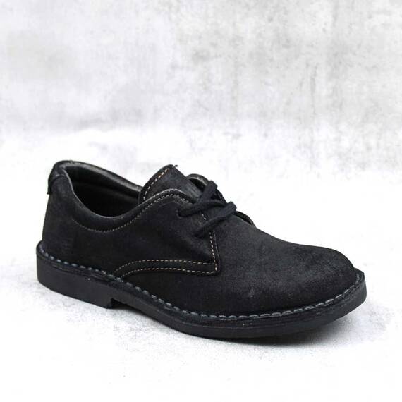 Pantofi unisex , pentru copii , din piele naturala , nubuck 853-NEGRU/8, Culoare (12): Negru, Marime (12): 32 - - Roveli