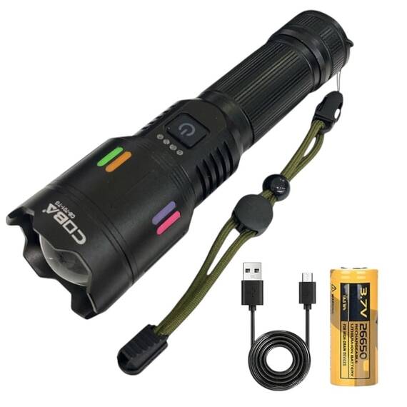 Lanterna LED CP701, 100W, 1000lm, acumulator 9800mAh, zoom, USB - - Roveli