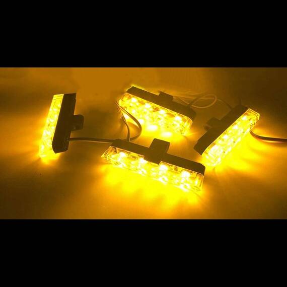 Set 4 Lampi LED de siguranta pentru grila frontala, telecomanda, 16W - 5- Roveli